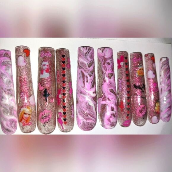 Hand crafted custom10pc acrylic press on nails sz large - Picture 3 of 7